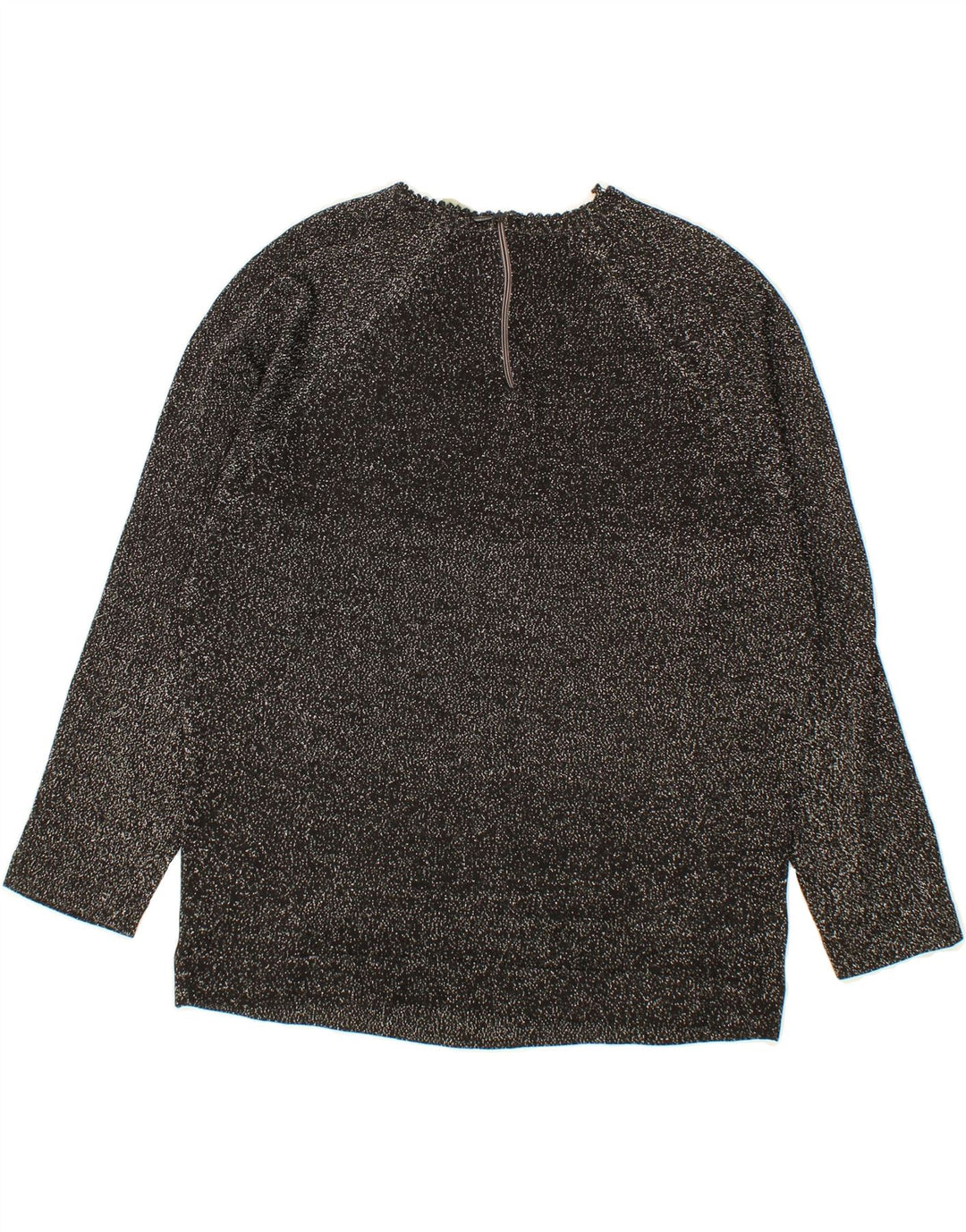 VINTAGE Womens Top Long Sleeve UK 14 Medium Black Synthetic Vintage Vintage and Second-Hand Vintage from Messina Hembry 