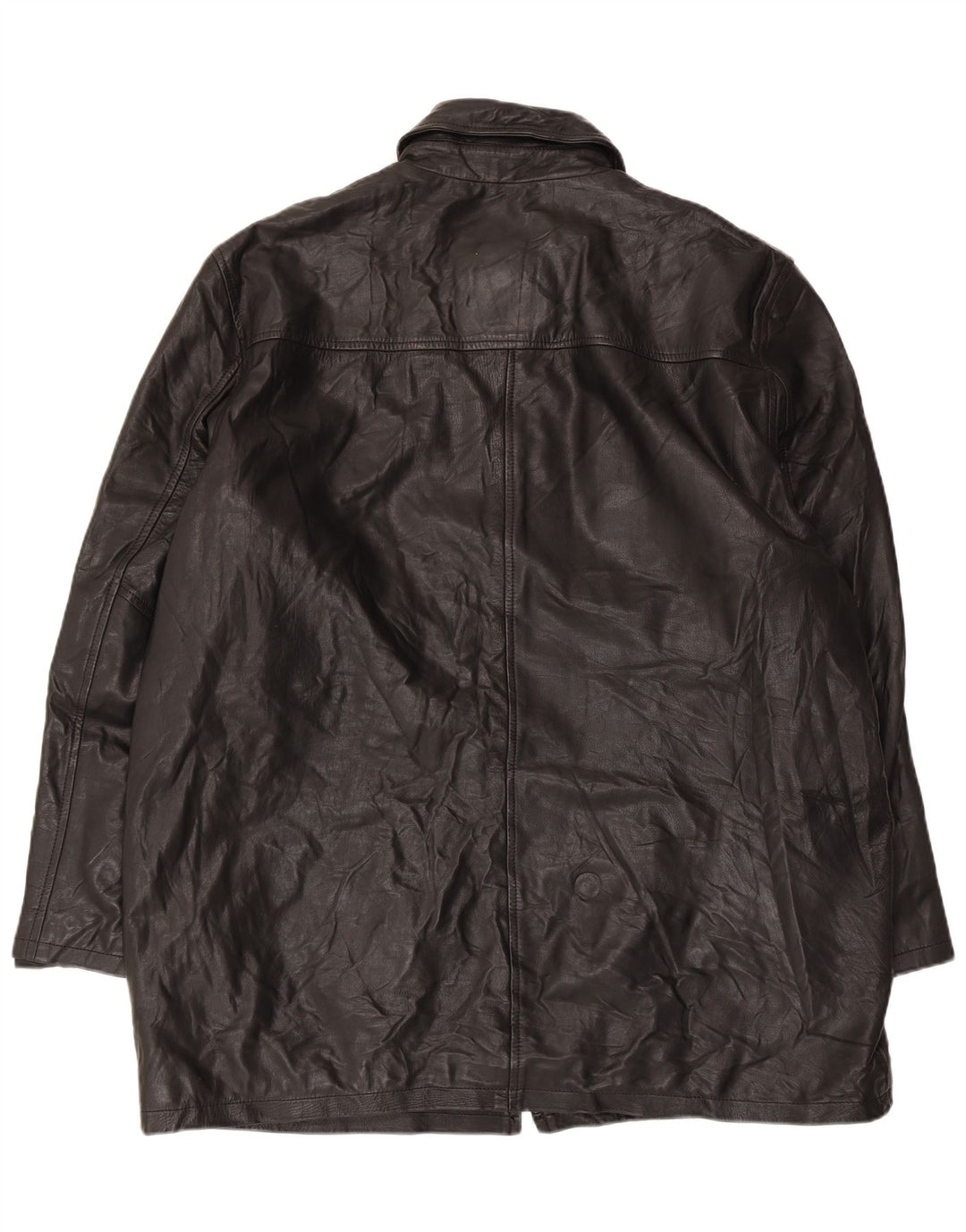 VINTAGE Abrigo de cuero para hombre Reino Unido 44 2XL Negro