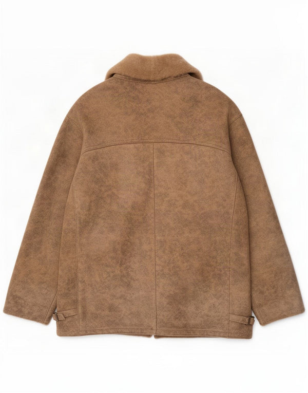 Chaqueta de piel de oveja vintage para hombre UK 42 XL Beige moteado