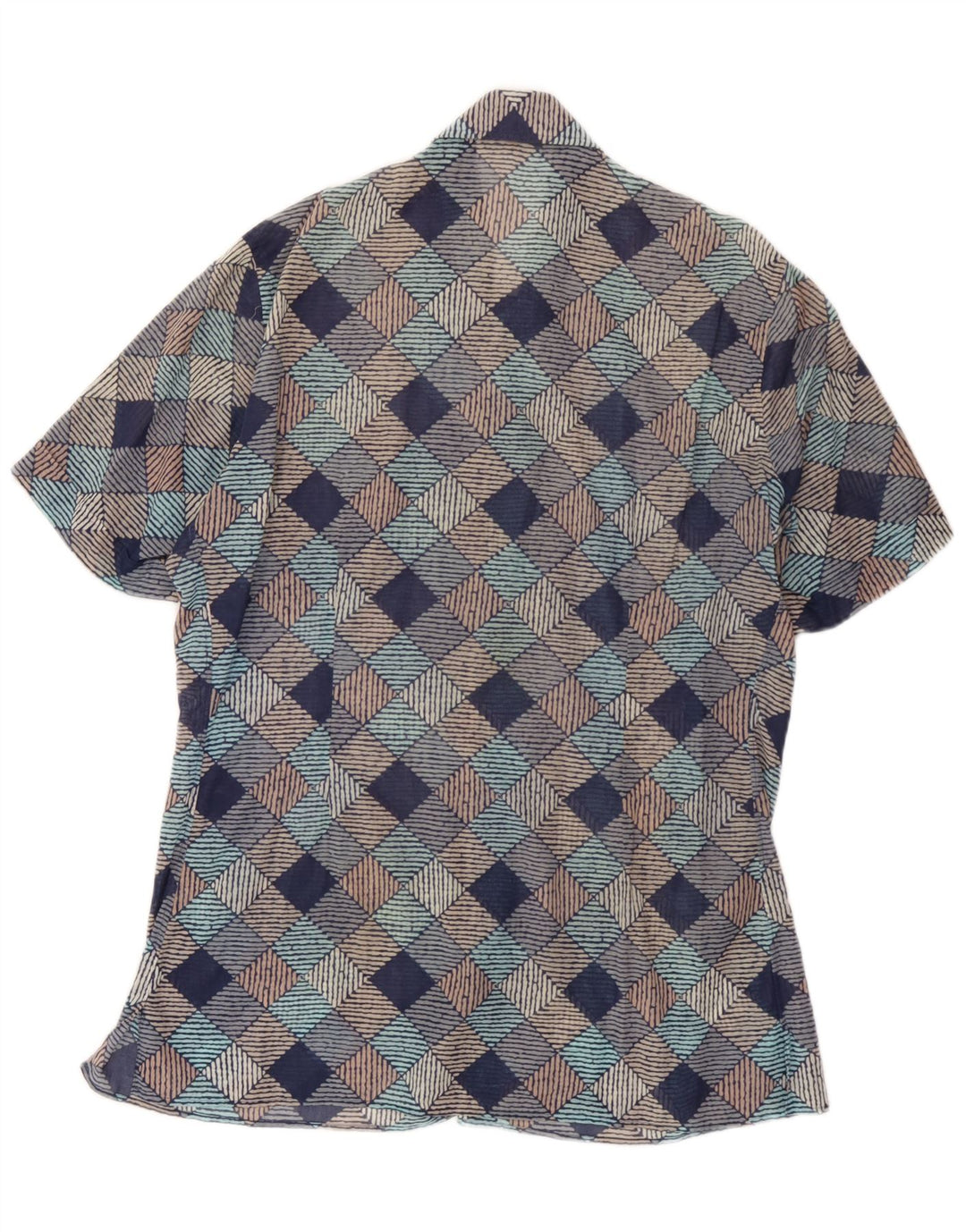 Camisa Vintage Hombre Manga Corta XL Geométrica Multicolor