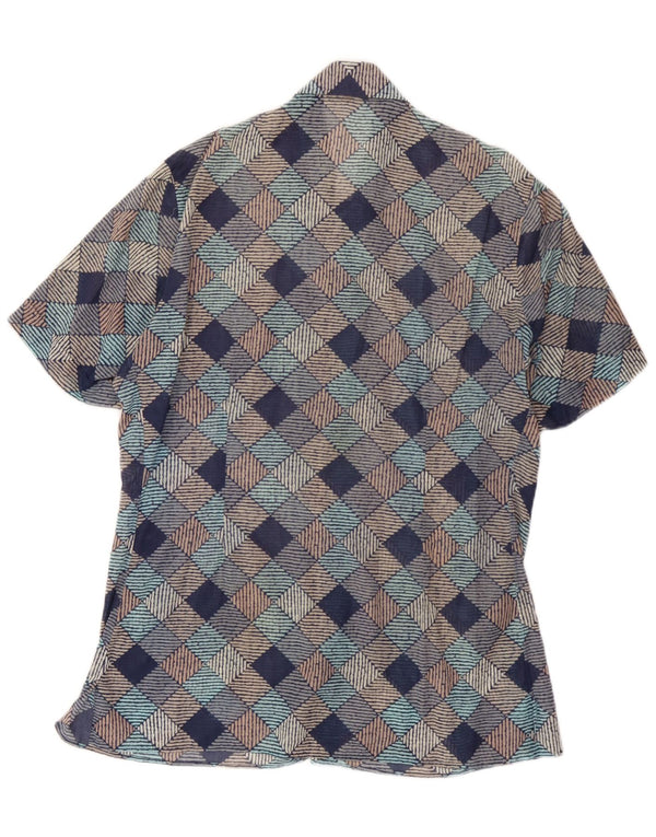 Camisa Vintage Hombre Manga Corta XL Geométrica Multicolor