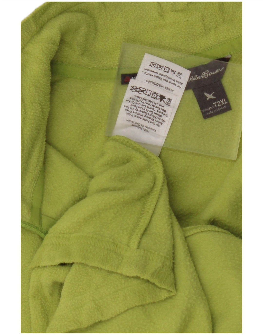EDDIE BAUER Jersey polar con cuello y cremallera para mujer UK 20 2XL Poliéster verde