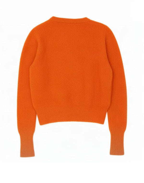 Zara - Jersey corto con cuello barco para mujer, talla 42, nailon naranja mediano