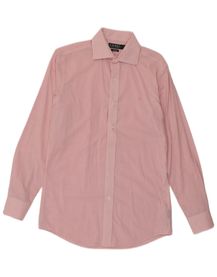 Ralph Lauren Camisa ajustada para hombre Talla 15 38 Algodón a cuadros rosa mediano