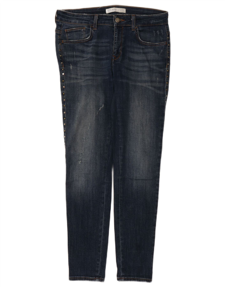 Zara Jeans Ajustados Desgastados para Mujer EU 40 Medium W30 L29 Azul