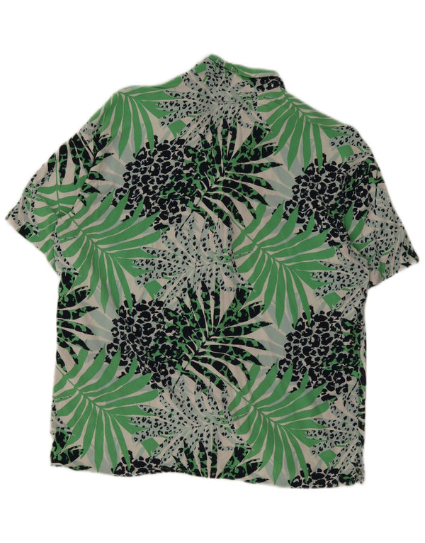Jack & Jones Hombre Camisa Manga Corta Small Verde Floral Viscosa Playa