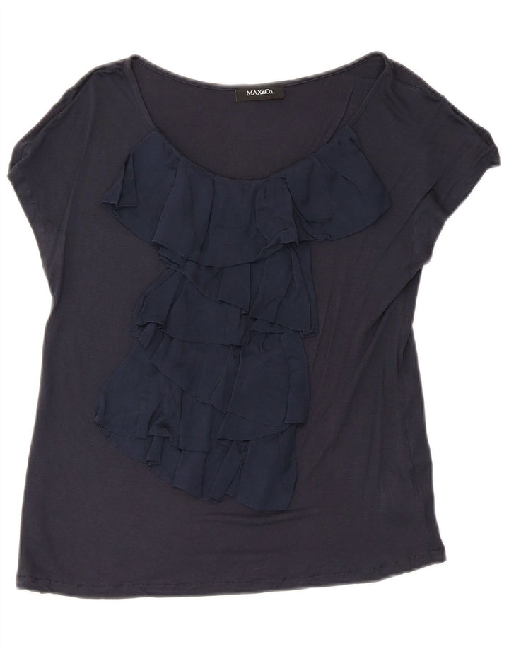 Max & Co. Blusa para mujer Top UK 8 Small Azul marino Viscosa
