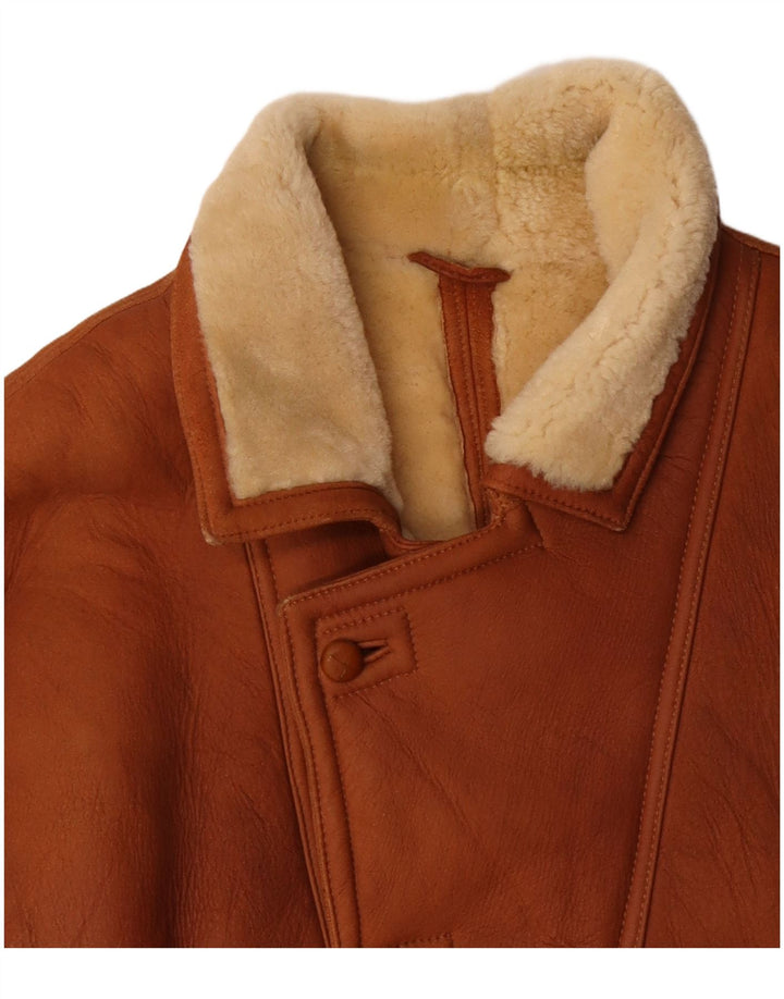 VINTAGE Chaqueta de piel de oveja para hombre IT 50 Marrón grande