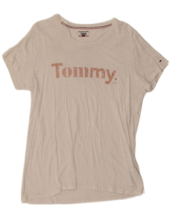 Tommy Hilfiger Camiseta gráfica para mujer Top UK 18 XL Algodón blanco