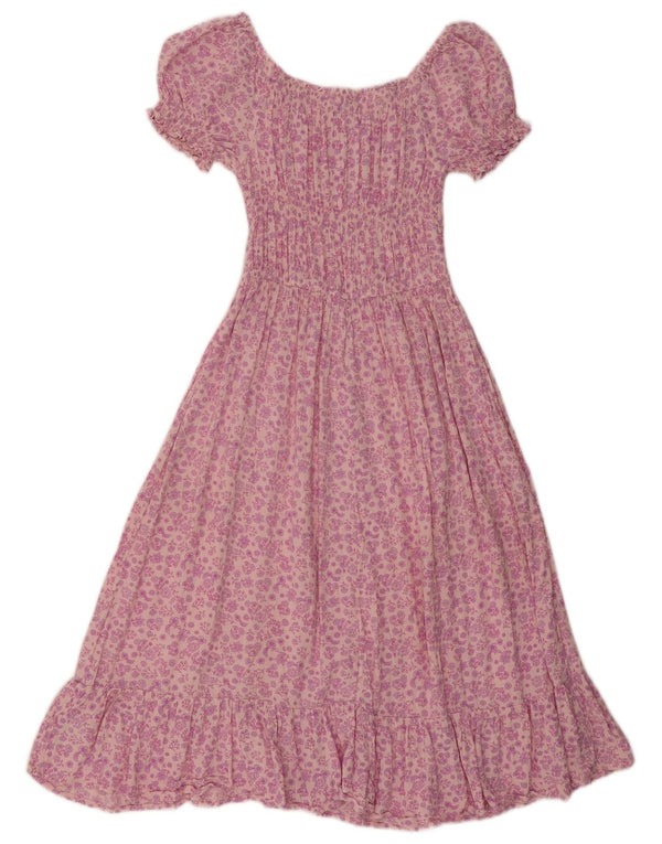 Marks & Spencer Girls Maxi Dress 9-10 Years Pink Floral Viscose