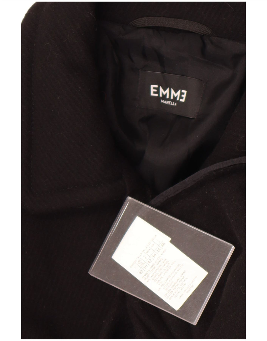 Marella Abrigo para mujer UK 44 Grande Lana virgen negra