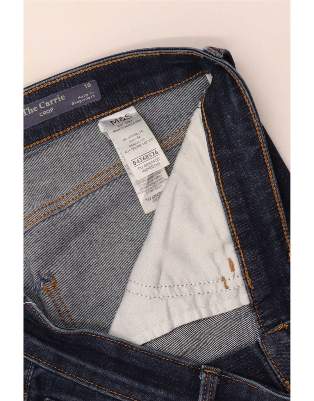 Marks & Spencer Vaqueros recortados para mujer UK 40 Large W34 L21 Azul marino