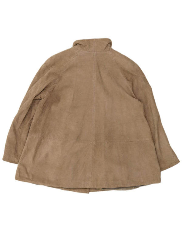 VINTAGE Chaqueta de ante para mujer Reino Unido 10 Cuero beige pequeño