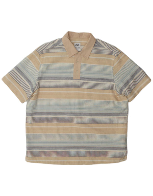 Zara Polo Hombre Algodón Rayas Multicolor Grande