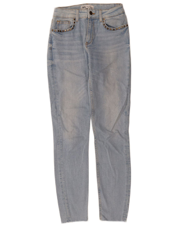 Zara Vaqueros Pitillo Mujer EU 36 XS W26 L28 Algodón Azul
