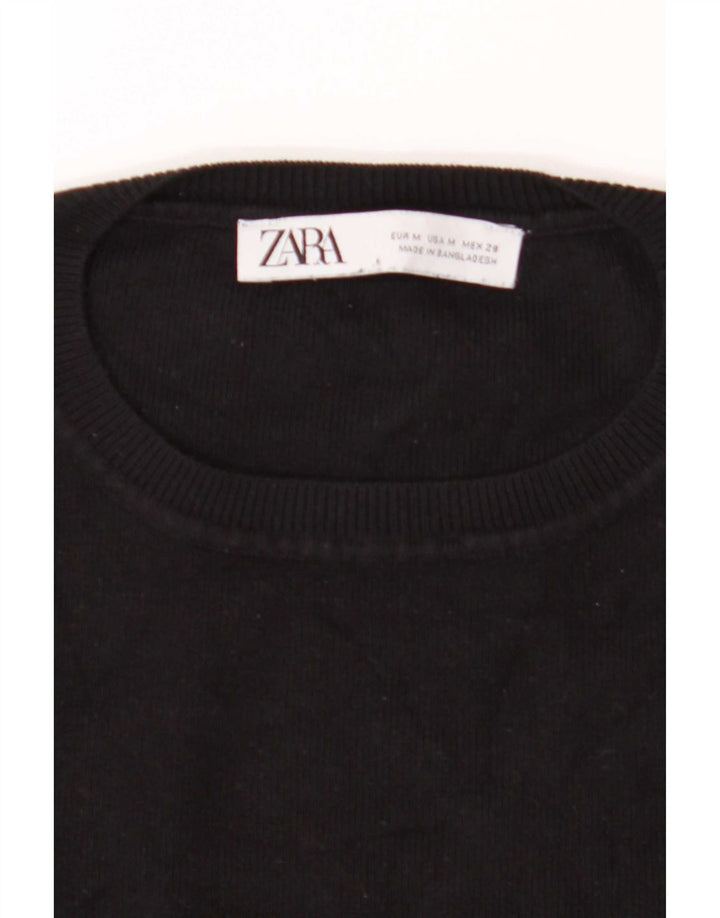 Zara - Jersey corto con cuello barco para mujer, talla 40, talla M, color negro