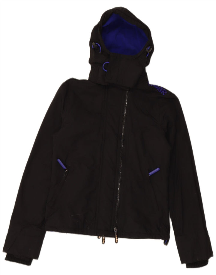 SUPERDRY Chaqueta cortavientos con capucha The Windcheater para mujer UK 6 XS Negro