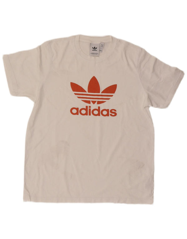 Adidas - Camiseta gráfica para hombre, talla grande, algodón blanco