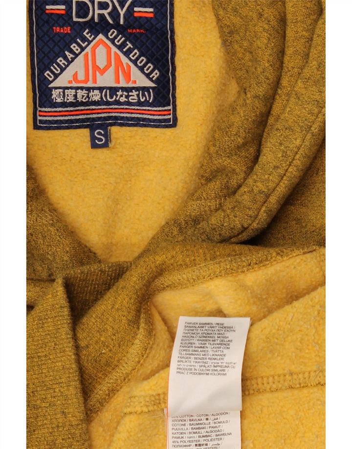 SUPERDRY Jersey con capucha y corte holgado para hombre, talla pequeña, algodón amarillo