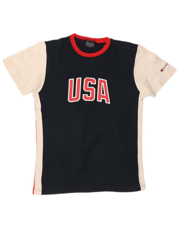 CHAMPION Camiseta gráfica para mujer Top UK 18 XL Algodón azul marino con bloques de color