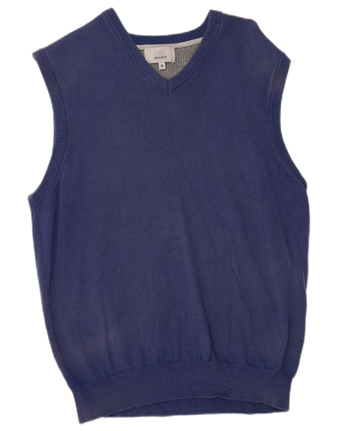 Marks & Spencer Camiseta sin mangas de ajuste regular para hombre de algodón azul medio