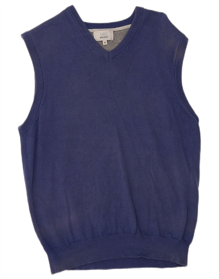 Marks & Spencer Camiseta sin mangas de ajuste regular para hombre de algodón azul medio