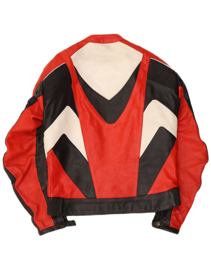 Vintage hombres cuero Racer chaqueta Reino Unido 40 gran bloque de color multicolor