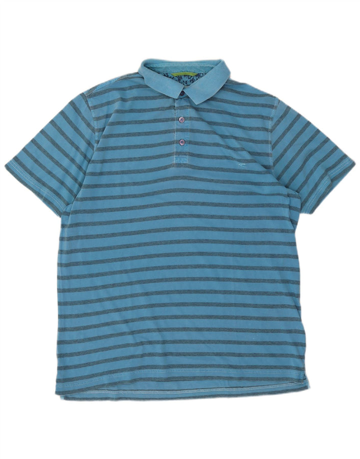 Polo Camel Active para hombre de algodón a rayas azules grandes