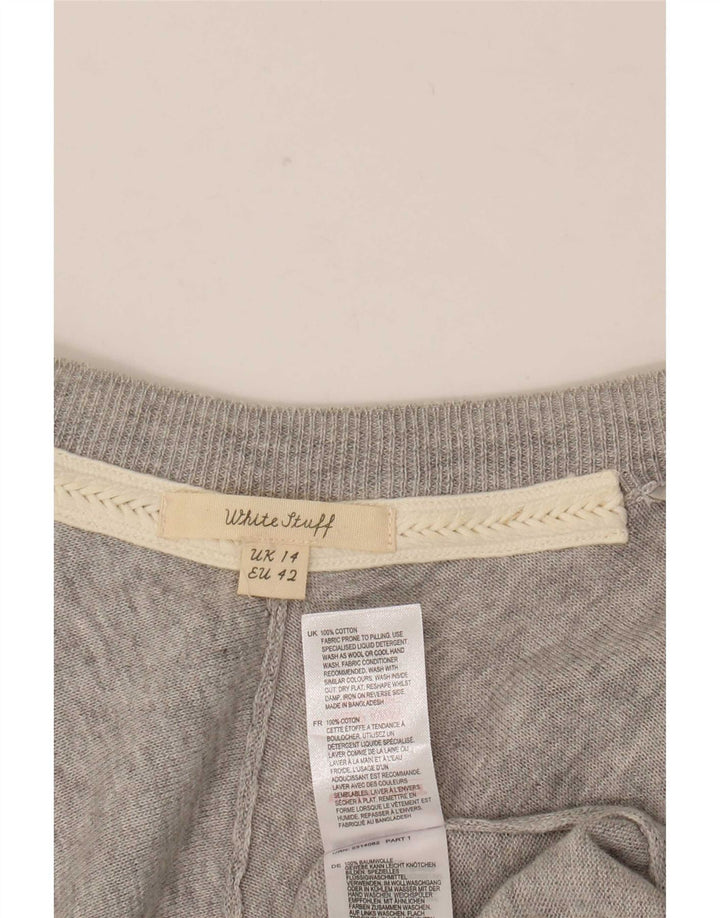 Cárdigan largo y abierto para mujer de White Stuff, talla grande, gris moteado