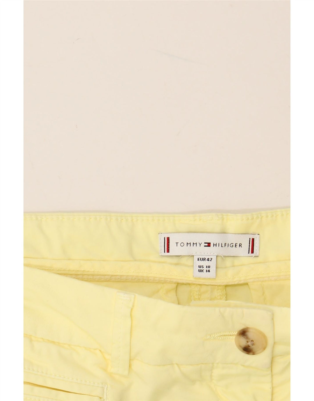 TOMMY HILFIGER Pantalones cortos chinos para mujer UK 14 Large W34 Amarillo