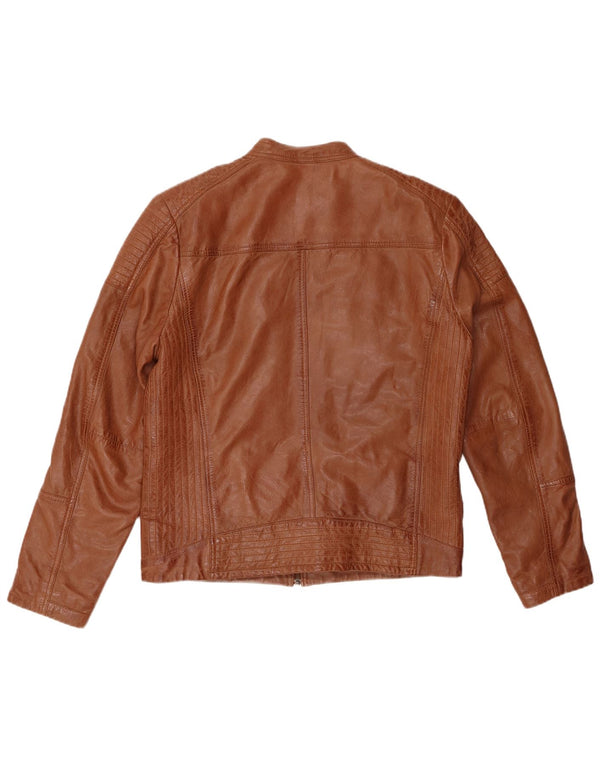 Vintage hombres cuero biker chaqueta IT 50 cuero marrón grande