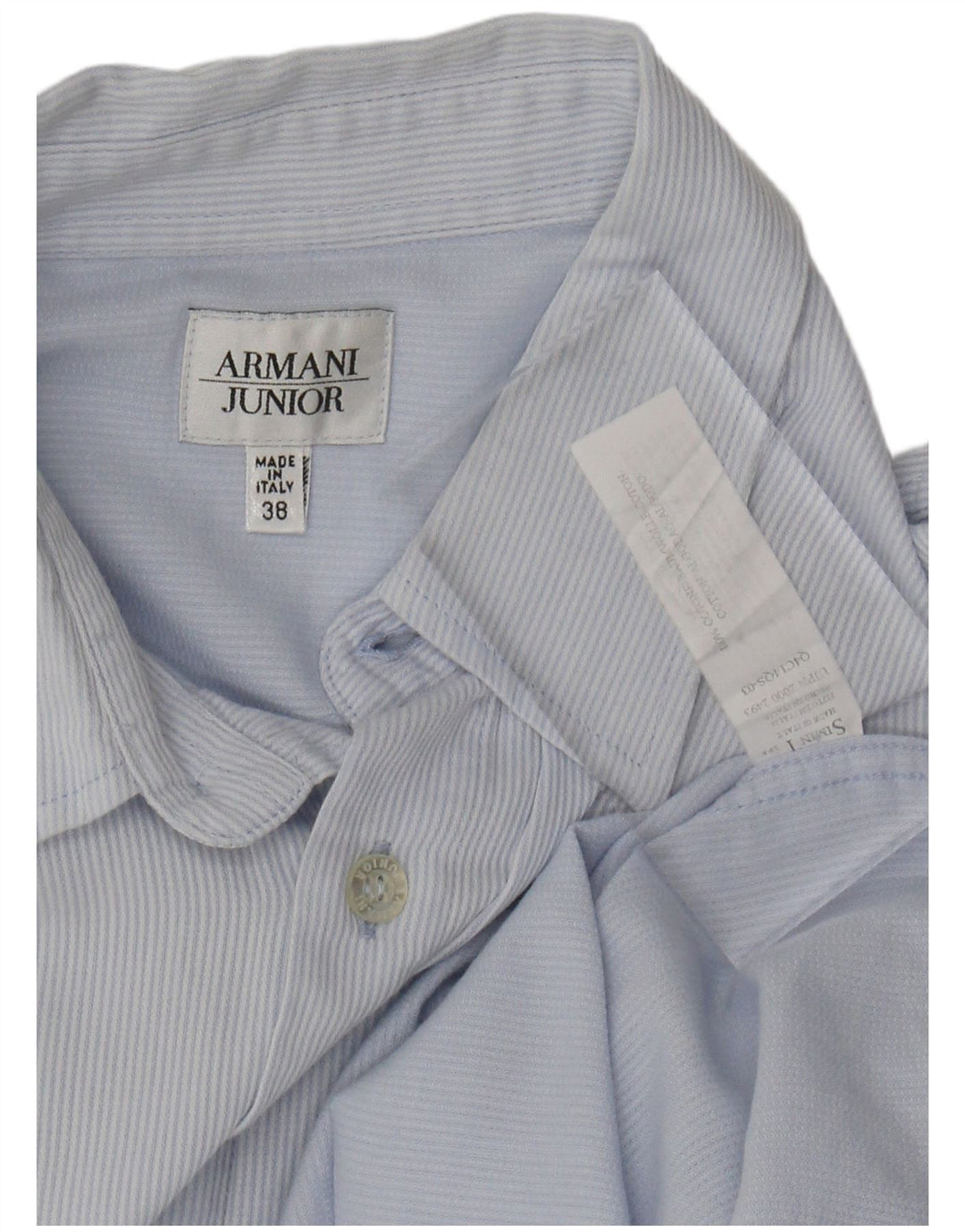 ARMANI JUNIOR Camisa Niño 13-14 Años Algodón Rayas Azules