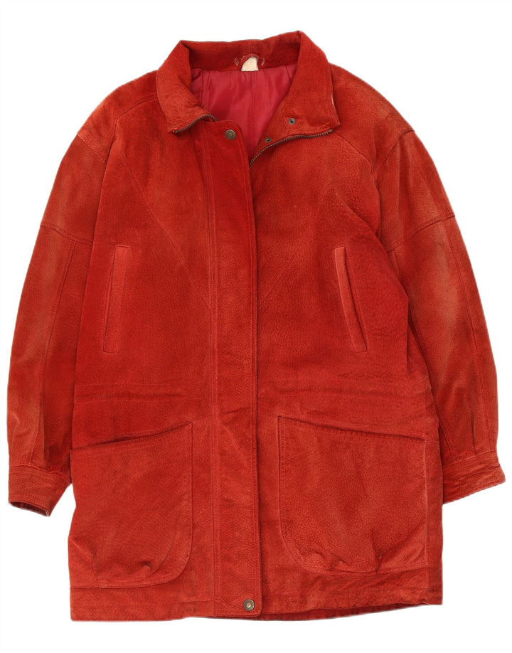 Vintage mujer ante overcoat abrigo Reino Unido 10 pequeño rojo