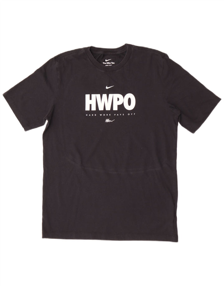 Nike Dri Fit Graphic Camiseta para hombre, talla mediana, algodón negro