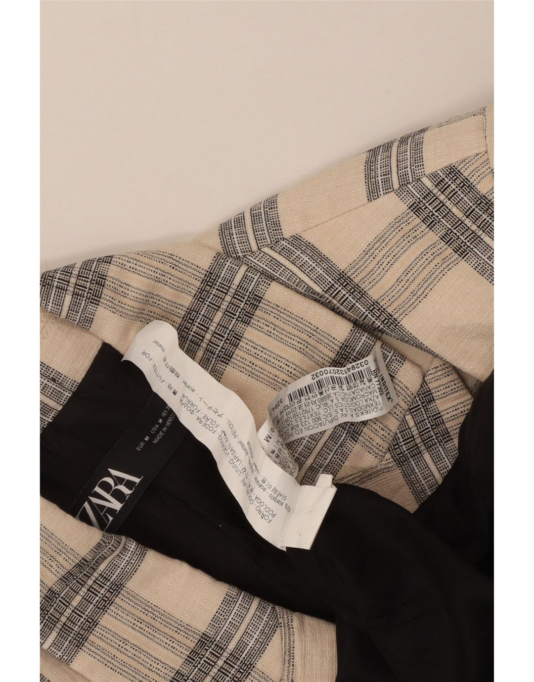 Zara Hombre Chaqueta Blazer De Doble Botonadura UK 38 Acetato De Cuadros Beige Medio