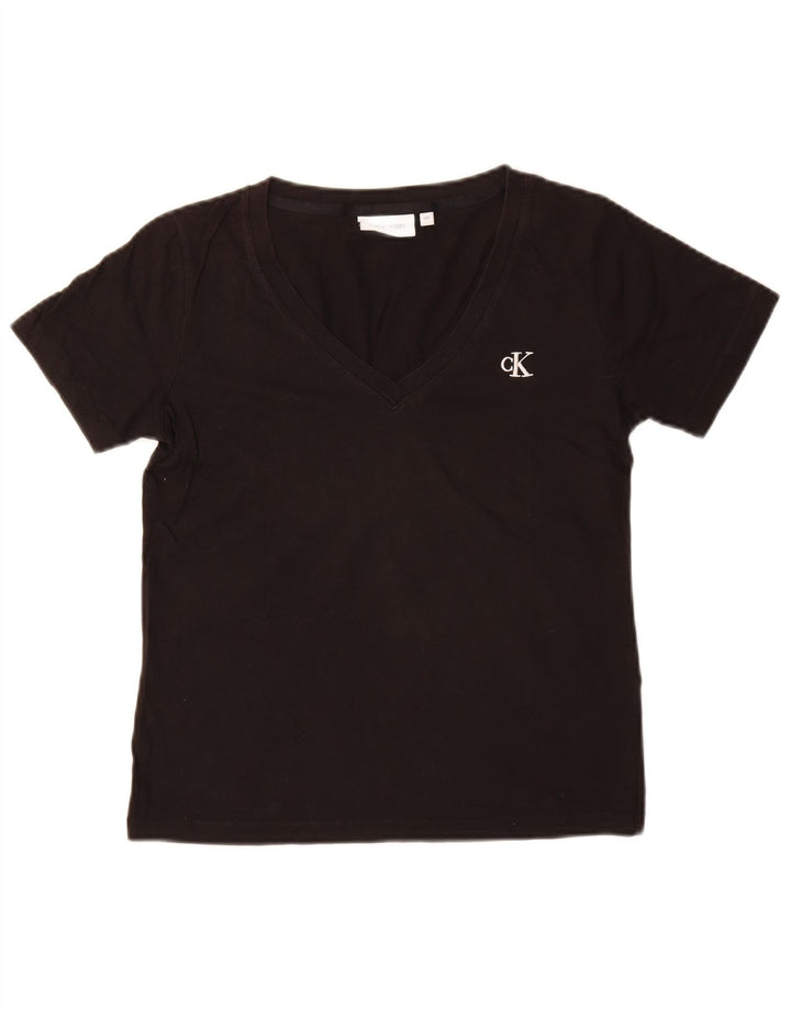 CALVIN KLEIN JEANS Camiseta para mujer Top UK 2 XS Negro Algodón