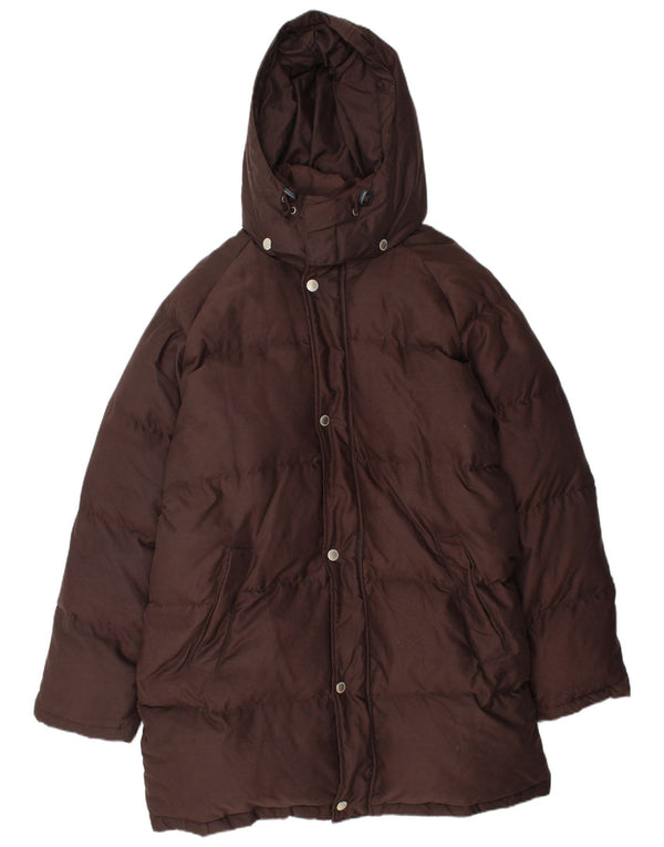 Sergio Tacchini Abrigo acolchado con capucha para hombre UK 42 XL Marrón Poliéster