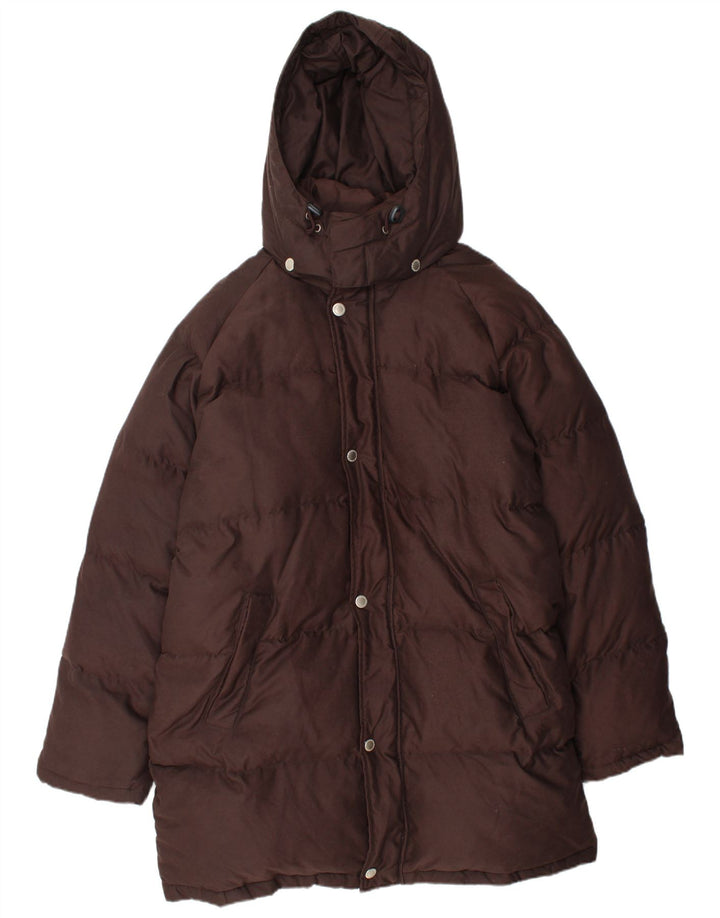 Sergio Tacchini Abrigo acolchado con capucha para hombre UK 42 XL Marrón Poliéster