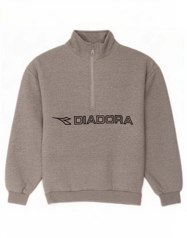 Diadora Hombre Graphic Zip Neck Sudadera Jumper Small Gris Algodón