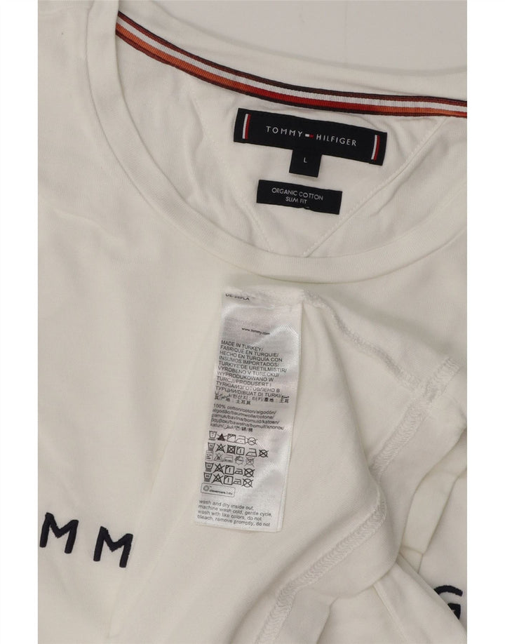 TOMMY HILFIGER Camiseta estampada ajustada para hombre Top grande de algodón blanco
