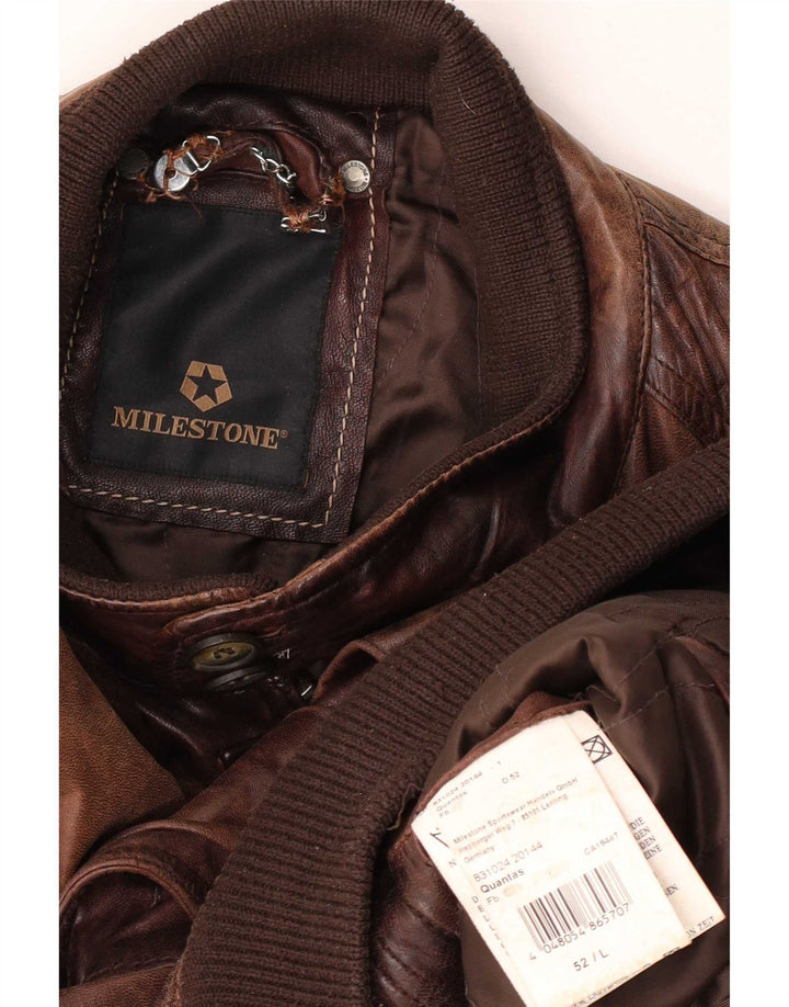 Chaqueta de cuero para hombre Milestone IT 52 XL Marrón