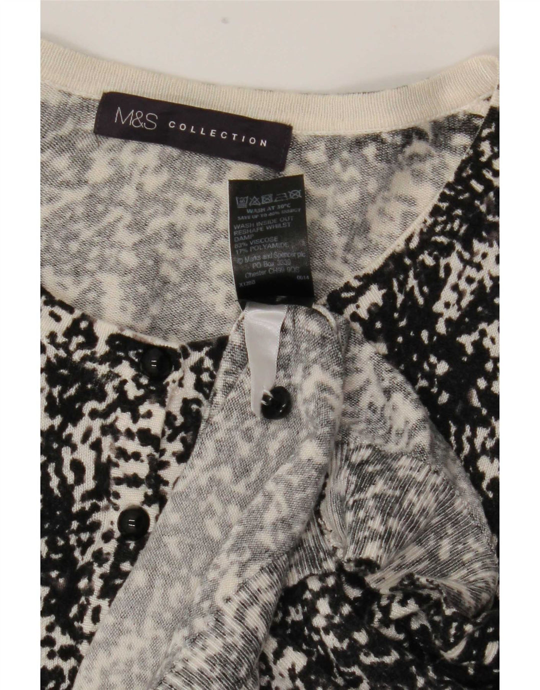 Marks & Spencer Suéter Cárdigan con Patrón Abstracto para Mujer UK 46 Grande Negro