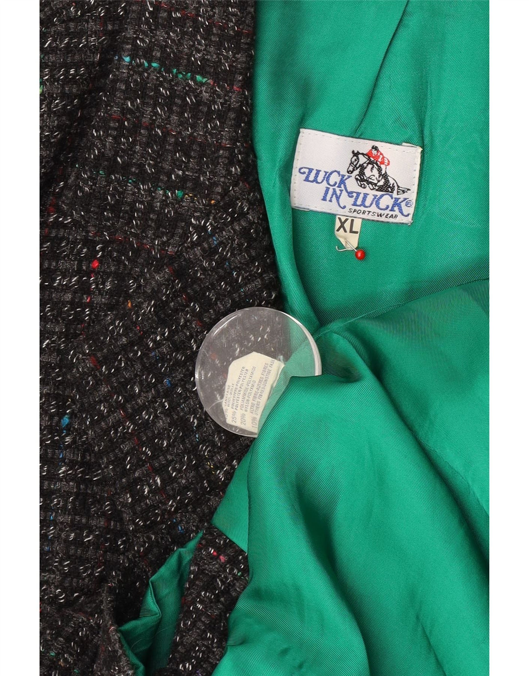 Luck in Luck Chaqueta tipo blazer de 3 botones para hombre UK 42 XL Lana moteada gris