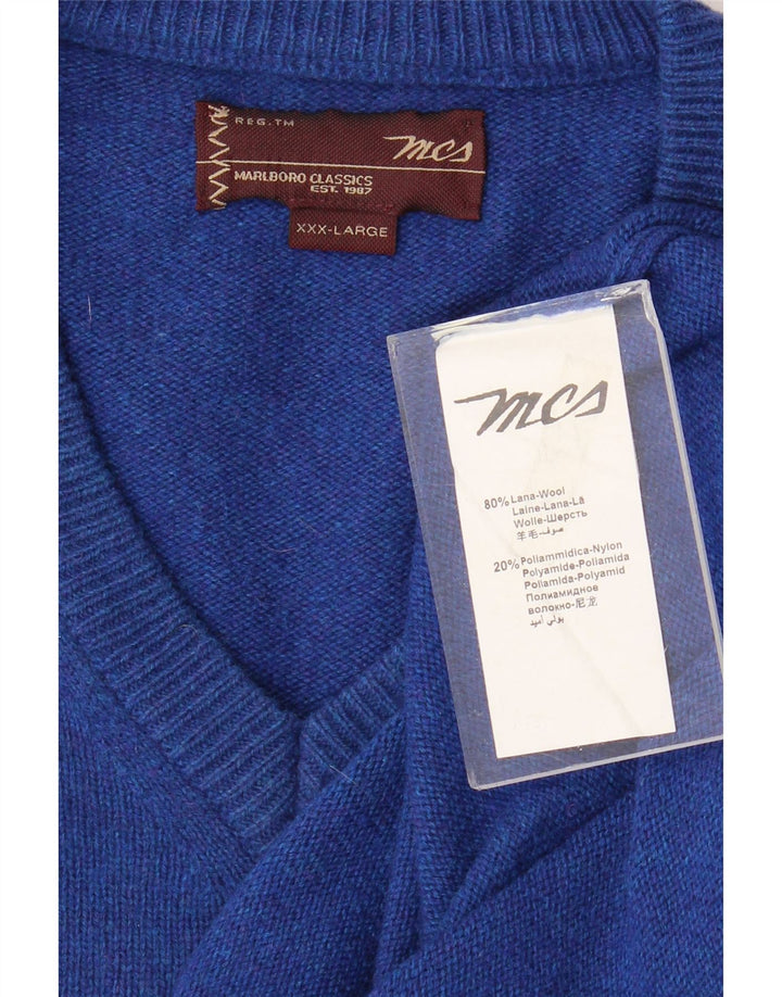 Marlboro Classics - Jersey con cuello en V para hombre, talla 3XL, lana azul