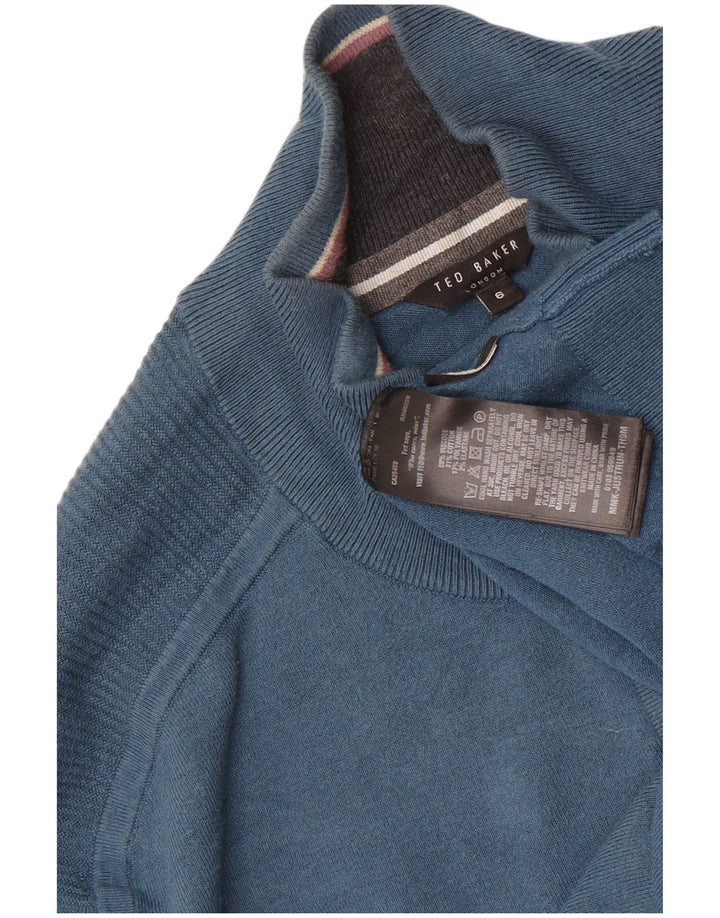 Ted Baker - Jersey para hombre con cremallera y cuello, talla 6, 2XL, viscosa azul