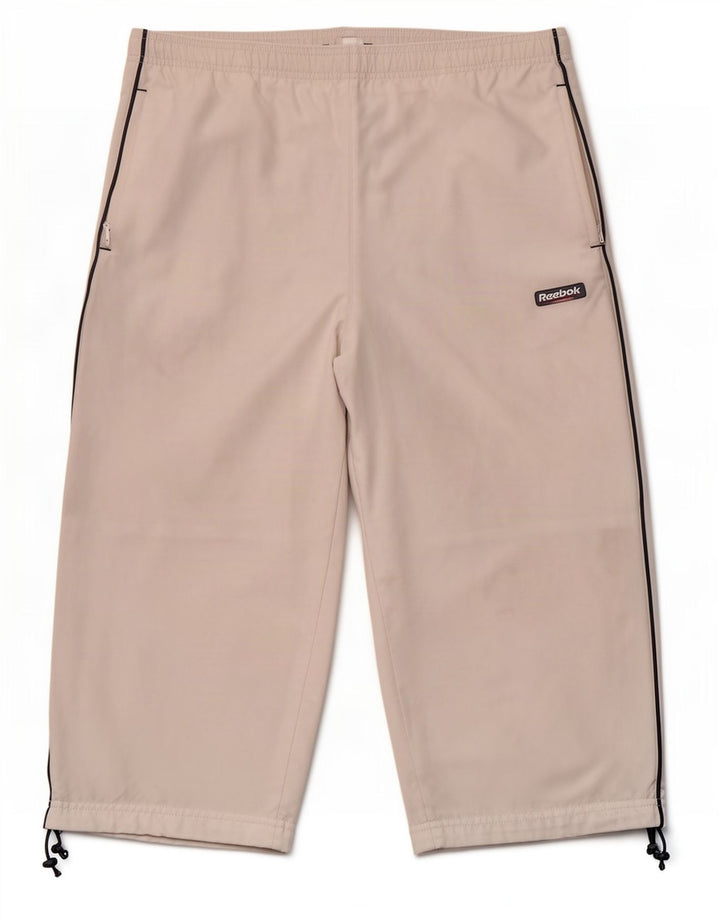 Reebok Bermudas para hombre, pantalones cortos deportivos, tamaño pequeño, poliéster blanco