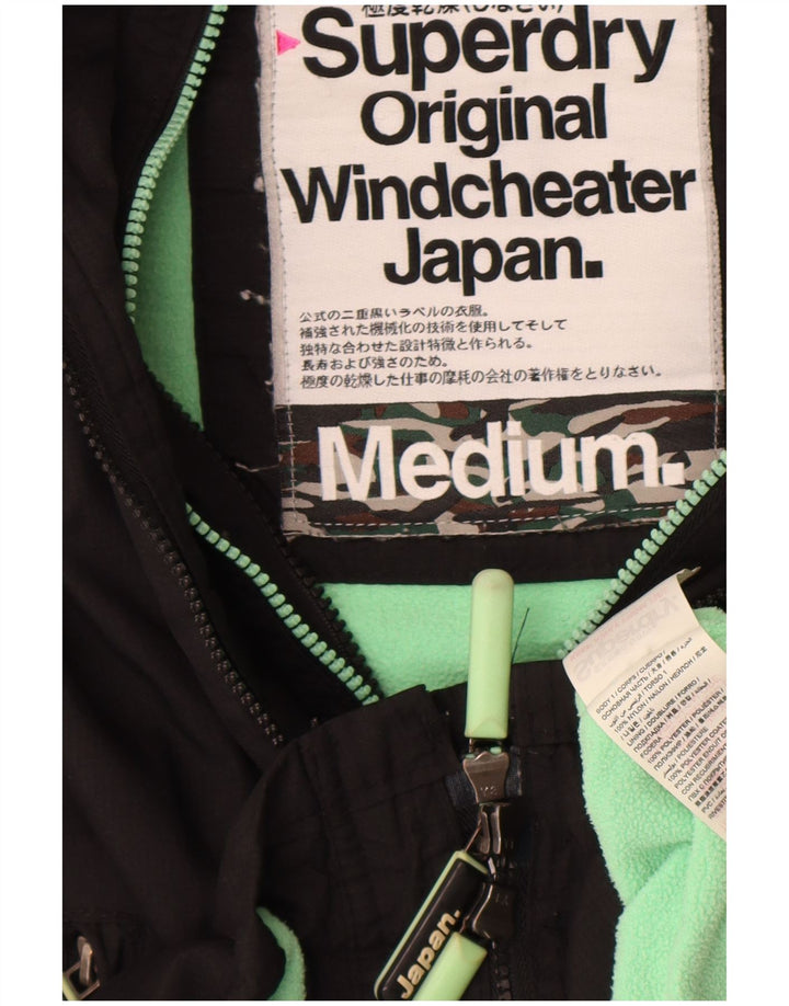 Superdry Chaqueta cortavientos con capucha Windcheater para mujer, talla 40, talla M, color negro