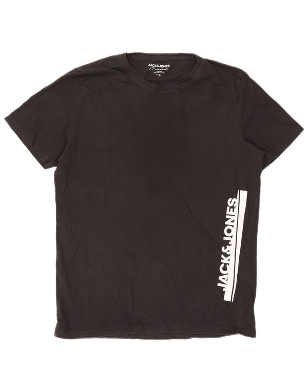 Jack & Jones - Camiseta gráfica para hombre, talla grande, algodón negro