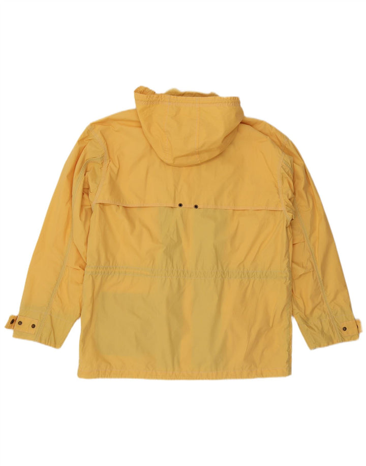 Vintage hombres con capucha chaqueta utilitaria Reino Unido 38 poliéster amarillo medio