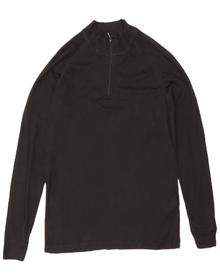 Mountain Warehouse Jersey de chándal con cuello y cremallera para hombre, talla pequeña, negro